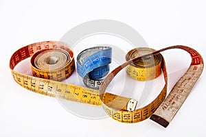 Old rolled measure tapes