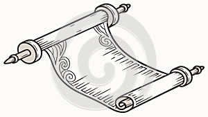 Old Rolled Up Parchment Scroll Document Outline, vector design Generative AI