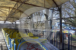 Old roller coaster at an amusement park