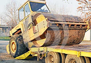 The old roller furling truck concreting of roads