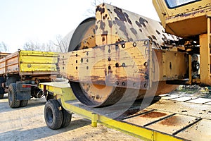 The old roller furling truck concreting of roads