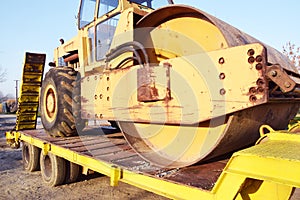 The old roller furling truck concreting of roads