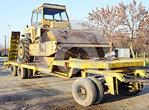 The old roller furling truck concreting of roads