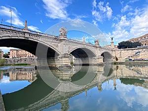 Old Roman bridge in Rome