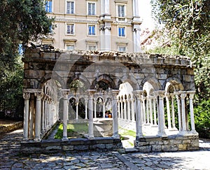 Old Roman building in Genova, Liguria, Italy
