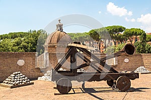 Old roman catapult  in Rome