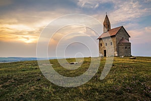 Old Roman Church at Sunset in Drazovce, Slovakia