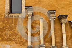 Old Roman columns against a wall