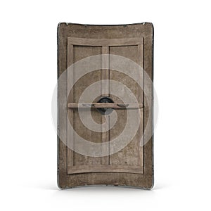 Old Roman Medieval Shield on white. 3D illustration