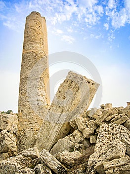 Old roman ruins column