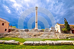 Old roman ruins in town of Nin
