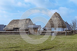 Old romanian house with hay roof