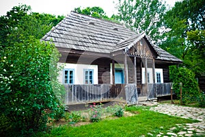 Old Romanian house with traditional garden