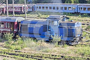 Old romanian locomotive in depot
