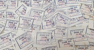 Old romanian PECO fuel vouchers, for 10 liters, 20 liters and 50 liters