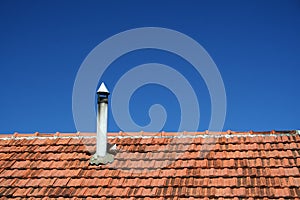 Old roof with chimney