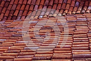 Old roof color tiles background