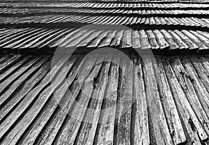 Old roof made from wooden planks