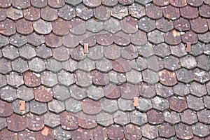 Old roof with odd rooftiles