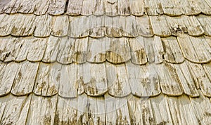 Old roof tiles made of wood background texture