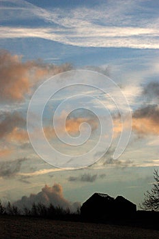 Old Roofless Barn at Sunset