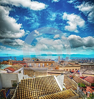 Old roofs by the sea in Cagliari