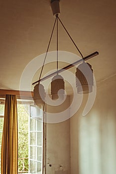 An old room with ceiling lamp