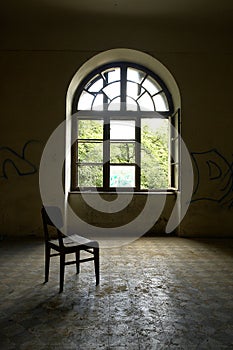 Old room in dark profile