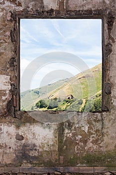Old room and a landscape view through the window