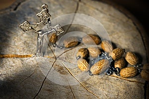 Old Rosary with Beads and Cross