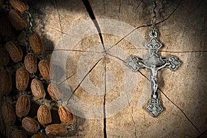 Old Rosary with Beads and Cross