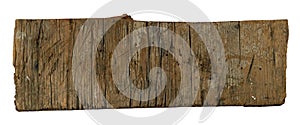 Old rough hewn driftwood plank - rectangular wood sign isolated for your text or design