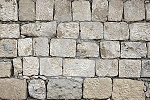 Old Rough Uneven Bumpy White Stonewall Background