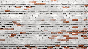 Old rough white painted brick wall texture Background