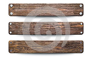 Old rough wood planks sign. Isolated on white with clipping path