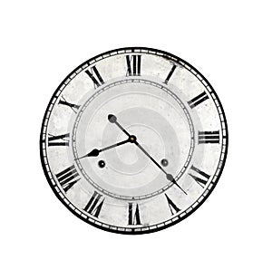 Old round clock face isolated.