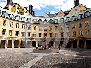 Old round historic building in european city, Stockholm, Sweden photo