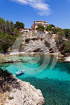 Old Rowboat Moored in Cala Fornells, Majorca photo