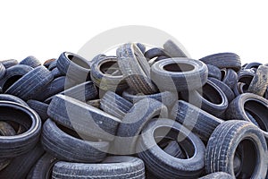 Old rubber car tire on white background. Saved with cli