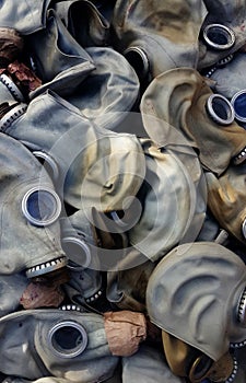 Old rubber gas masks