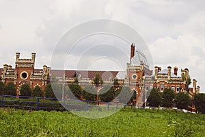 Old ruined abandoned brick manor of a Russian landowner