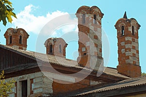 Old ruined abandoned brick manor of a Russian landowner