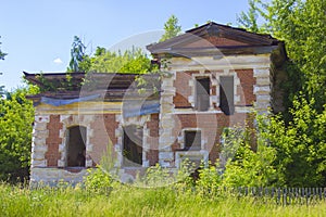 Old ruined abandoned brick manor of a Russian landowner