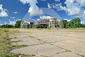 Old ruined airfield on the Baltic spit. Kaliningrad oblast, Russ