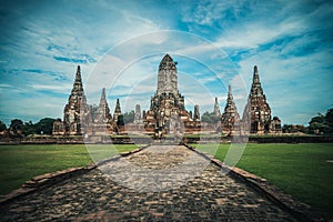 The old ruined ancient temple in Ayutthaya city