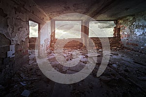 Old ruined building interior