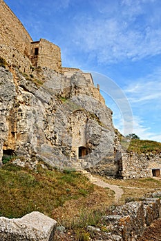 Old ruined castle in Morella town, Spain.