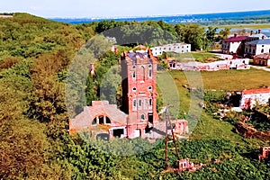 Old ruined house of the 19th century. Old house and stables by t