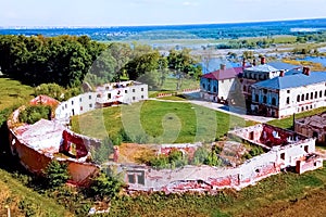 Old ruined house of the 19th century. Old house and stables by t