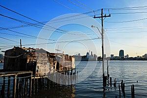 Old ruined House River Thailand